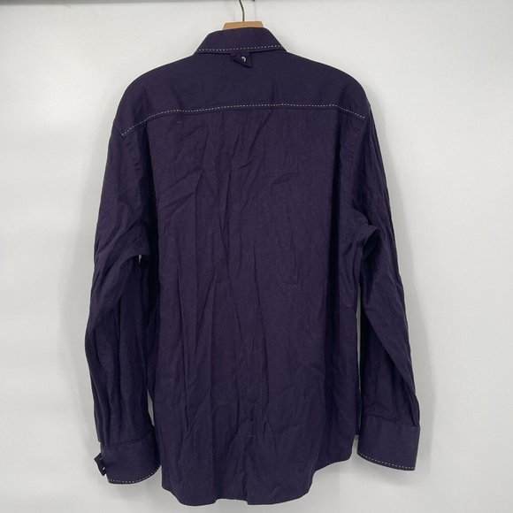 Zagiri Shirt Size XL Purple Textured Button Up Flip Cuff Casual Button Up - Picture 4 of 8